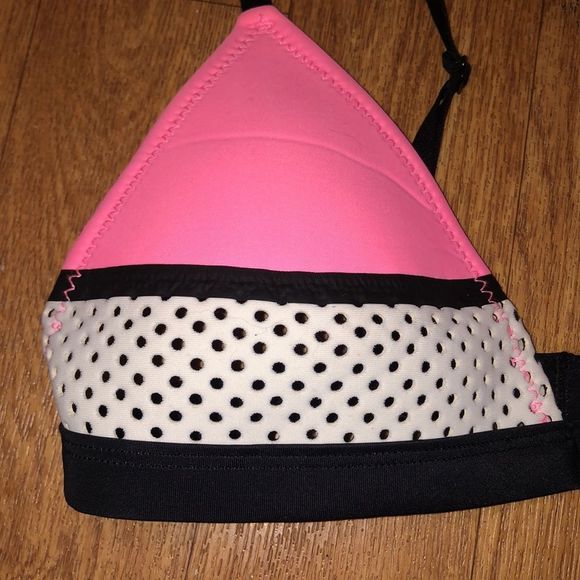 Triangl Pink/ White/ Black Bikini Top - Picture 3 of 5